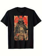Vintage Japanese Samurai Graphic T-Shirt Black Gold Warrior Retro Tee