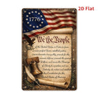 American Constitution Tin Sign - Patriotic Eagle Metal Poster Wall Art Decor