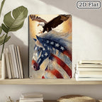 Patriotic Horse & Eagle Metal Sign - American Flag Tin Wall Art Decor