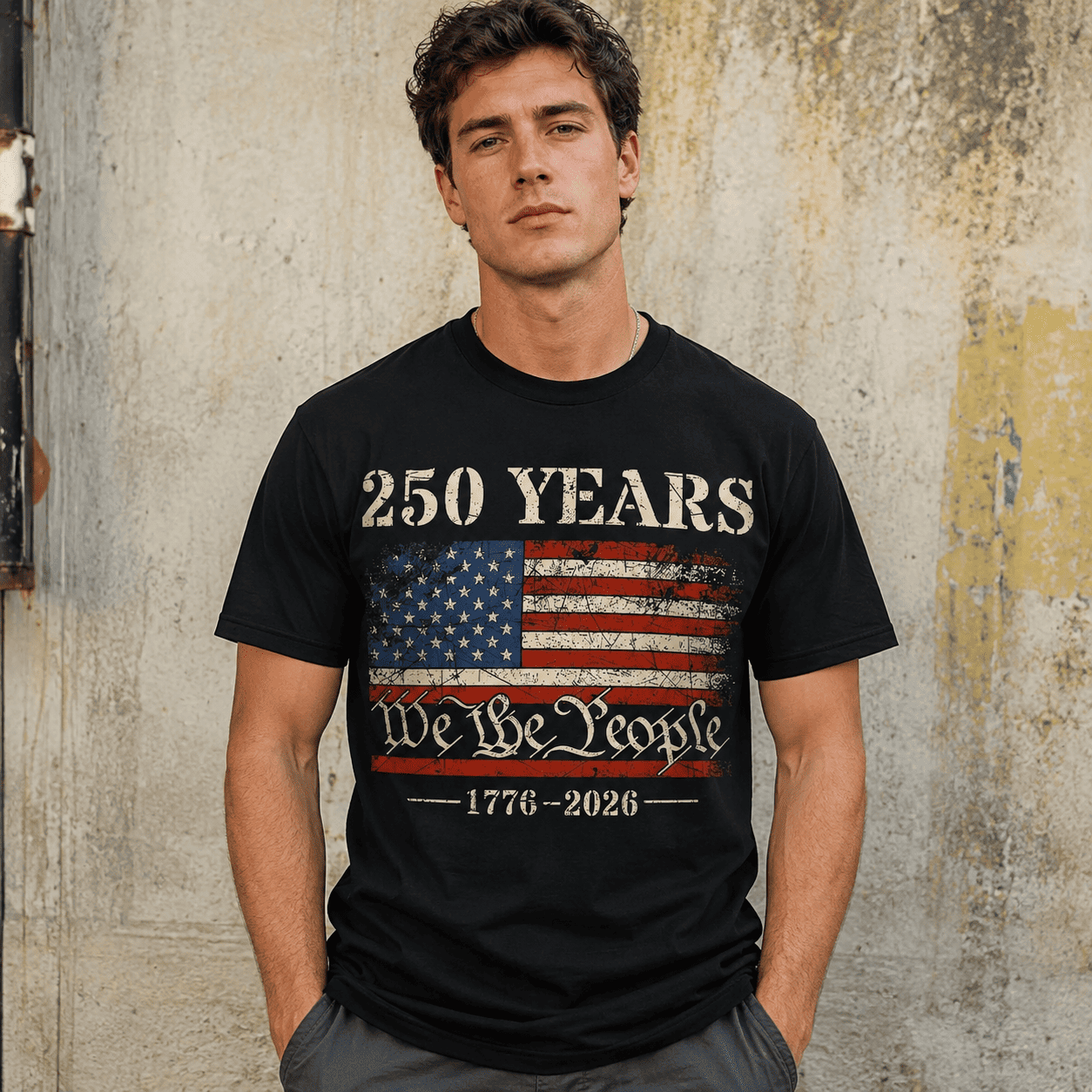 USA 250th Celebration 1776-2026 Flag July 4th Patriotic Men's T-Shirt