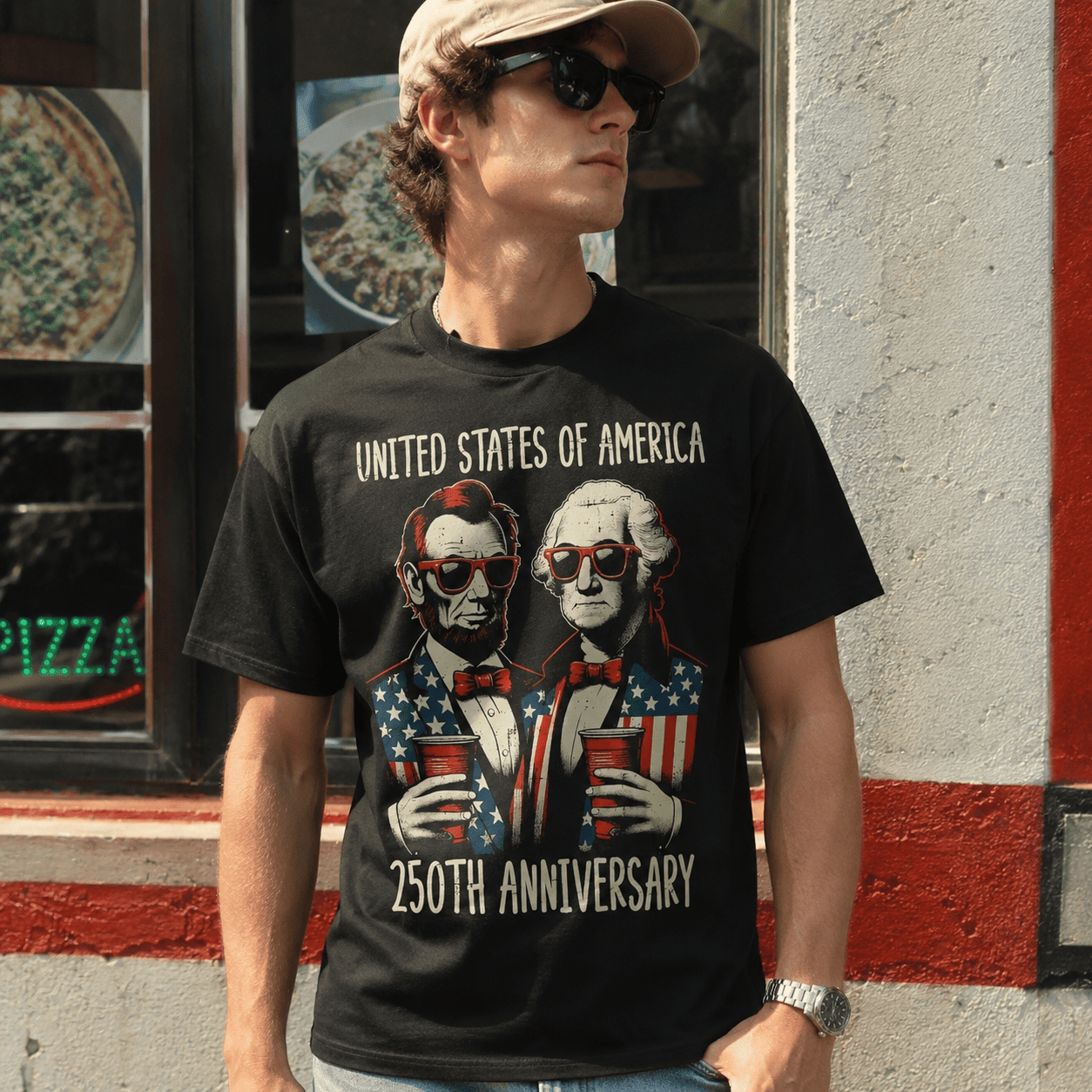 USA 250th Anniversary Lincoln Washington T-Shirt Patriotic 1776-2026 Tee