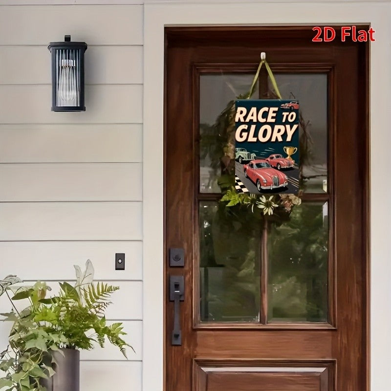 Race to Glory Metal Tin Sign - Vintage Racing Car Tin Wall Art Poster