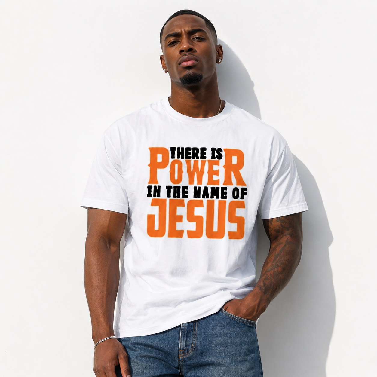 Jesus Name Power T Shirt Christian Faith Religious Graphic Casual Tee Gift