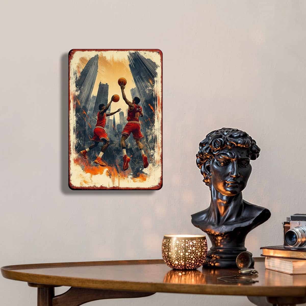 Basketball Metal Sign - Urban City Player Action Tin Wall Decor Plaque