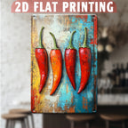 Chili Pepper Metal Sign - Artistic Kitchen Tin Wall Art Decor Plaque