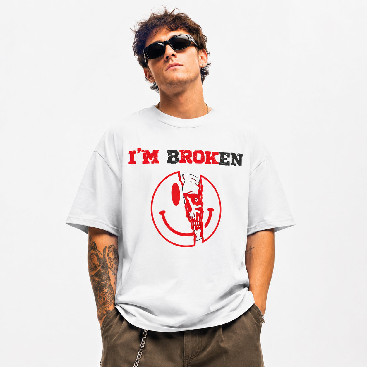 I'm Broken Skull Shirt I'm Broken Sweatshirt Happy Skull Face Shirt Funny Sarcas