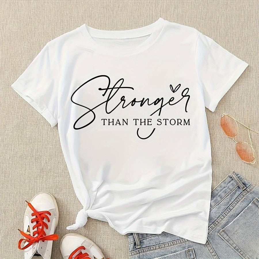 Stronger Than The Storm T-Shirt | Inspirational Script Graphic Tee