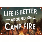 Life is Better Campfire Metal Tin Sign - Vintage Bonfire Night Forest Wall Art