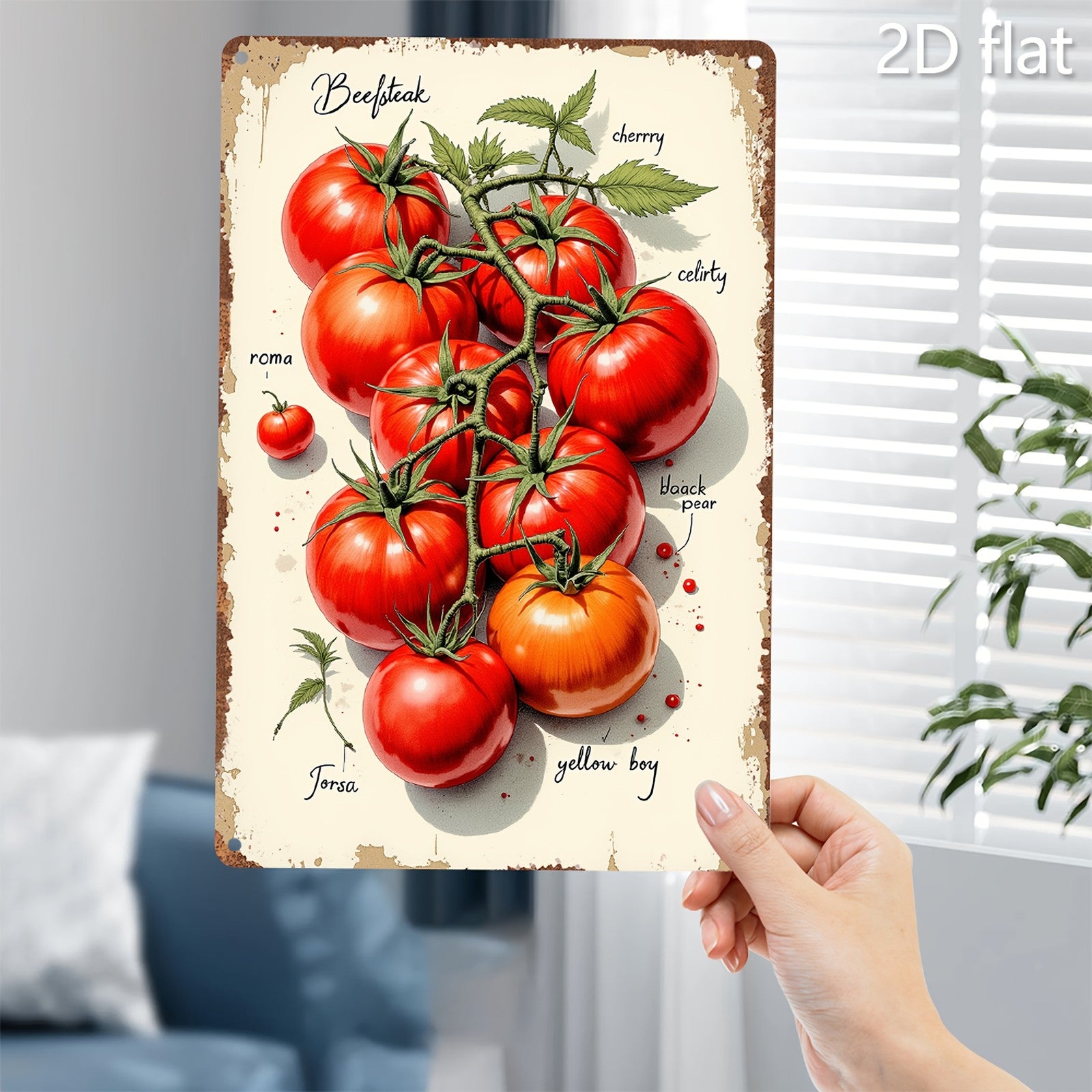 Tomato Variety Metal Sign - Vintage Botanical Tin Kitchen Wall Art Decor