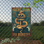 "Yacht Club" Metal Sign - Sea Monster Anchor Tin Wall Art Decor Plaque