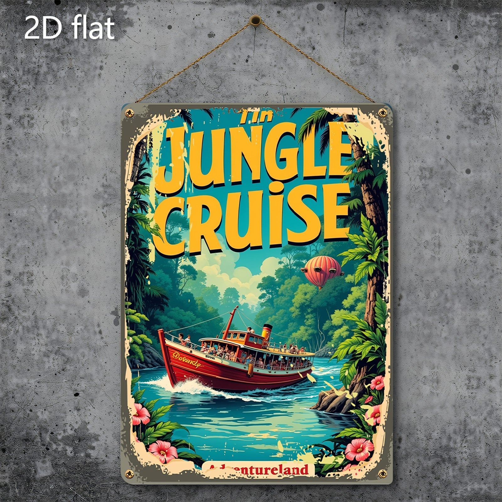 Jungle Adventure Metal Sign - Tropical River Cruise Tin Wall Decor Plaque