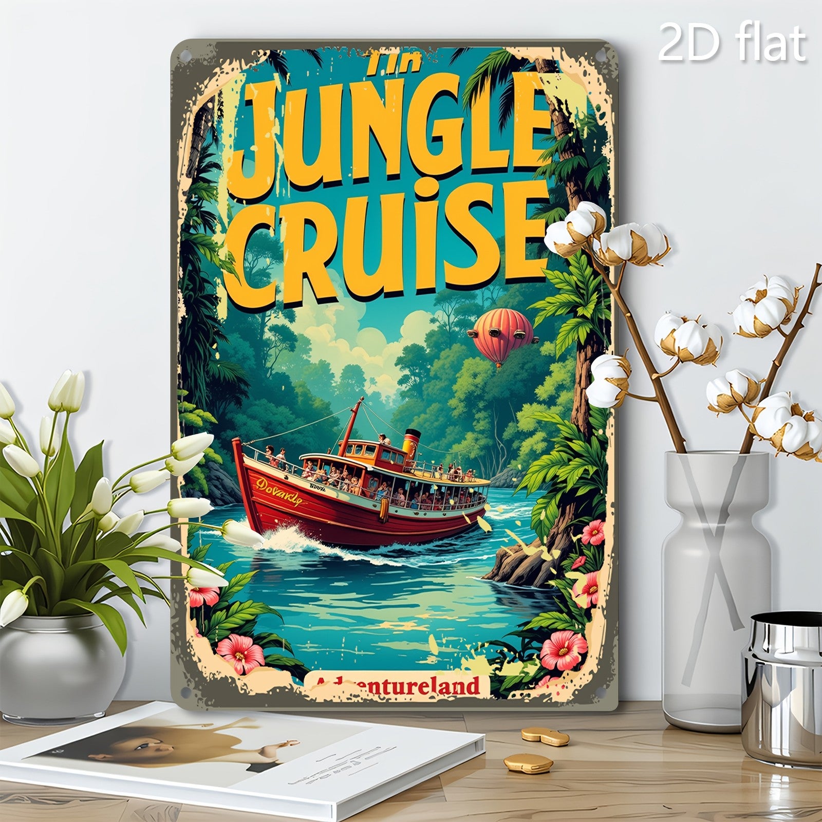 Jungle Adventure Metal Sign - Tropical River Cruise Tin Wall Decor Plaque
