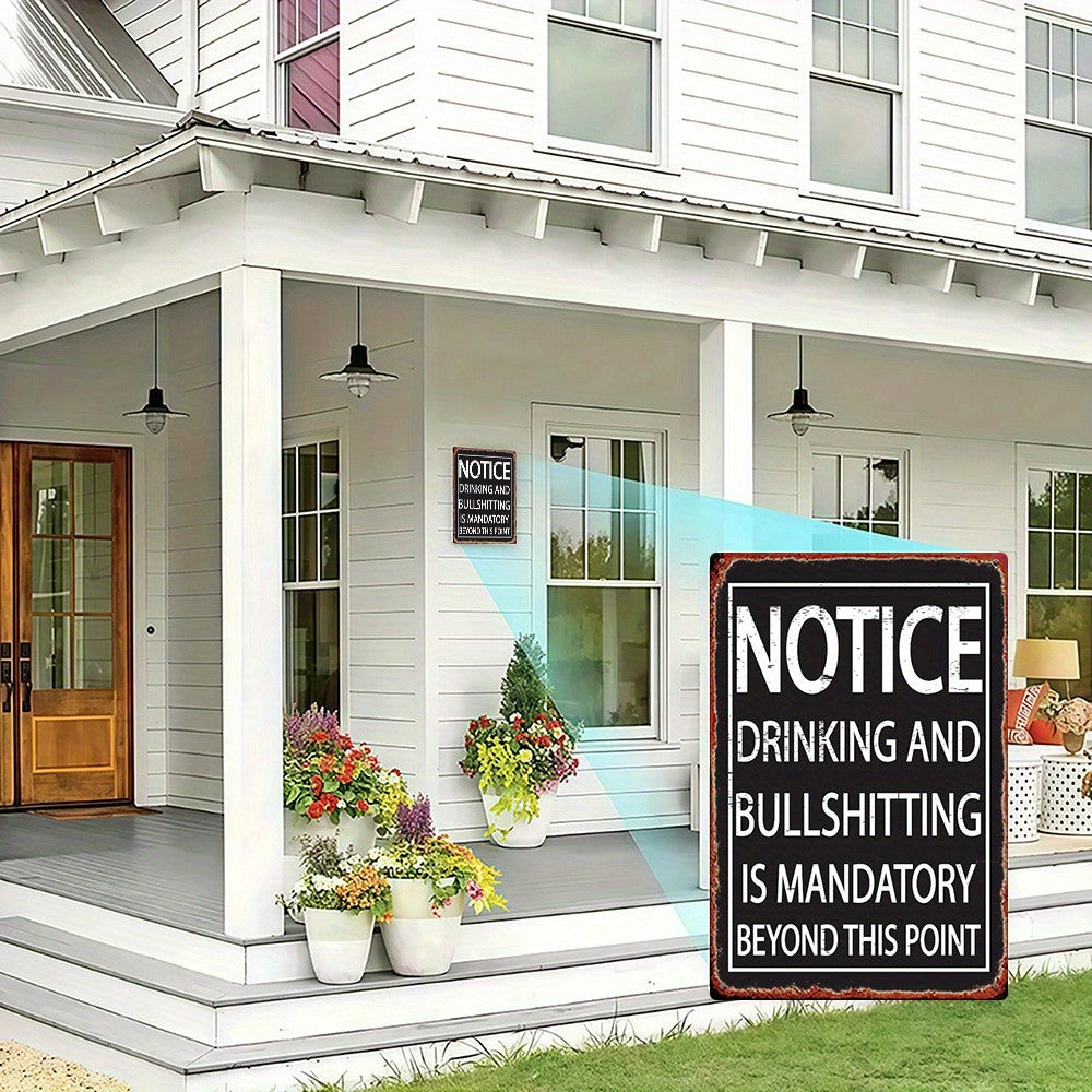Retro Lounge Metal Tin Sign Humorous Drinking Mandatory Man Cave Garage Wall Art
