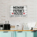 Memaw and Papaw's House Metal Tin Sign - Retro Grandparents Memories  Wall Art