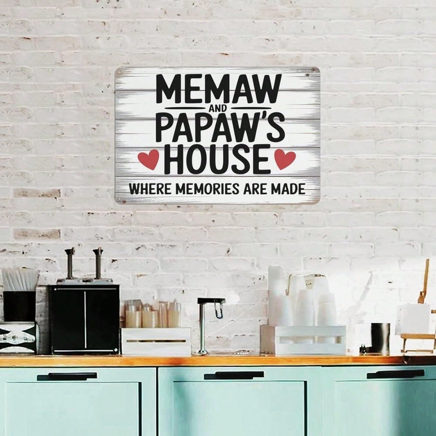 Memaw and Papaw's House Metal Tin Sign - Retro Grandparents Memories  Wall Art