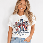 Women's God Bless America 250th Anniversary Patriotic Graphic T-Shirt