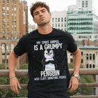 Grumpy Penguin Funny Spirit Animal Humor Graphic T-Shirt Sarcastic Tee
