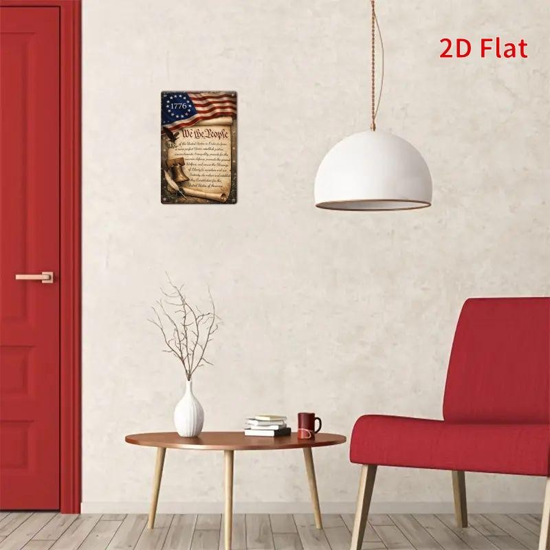 American Constitution Tin Sign - Patriotic Eagle Metal Poster Wall Art Decor