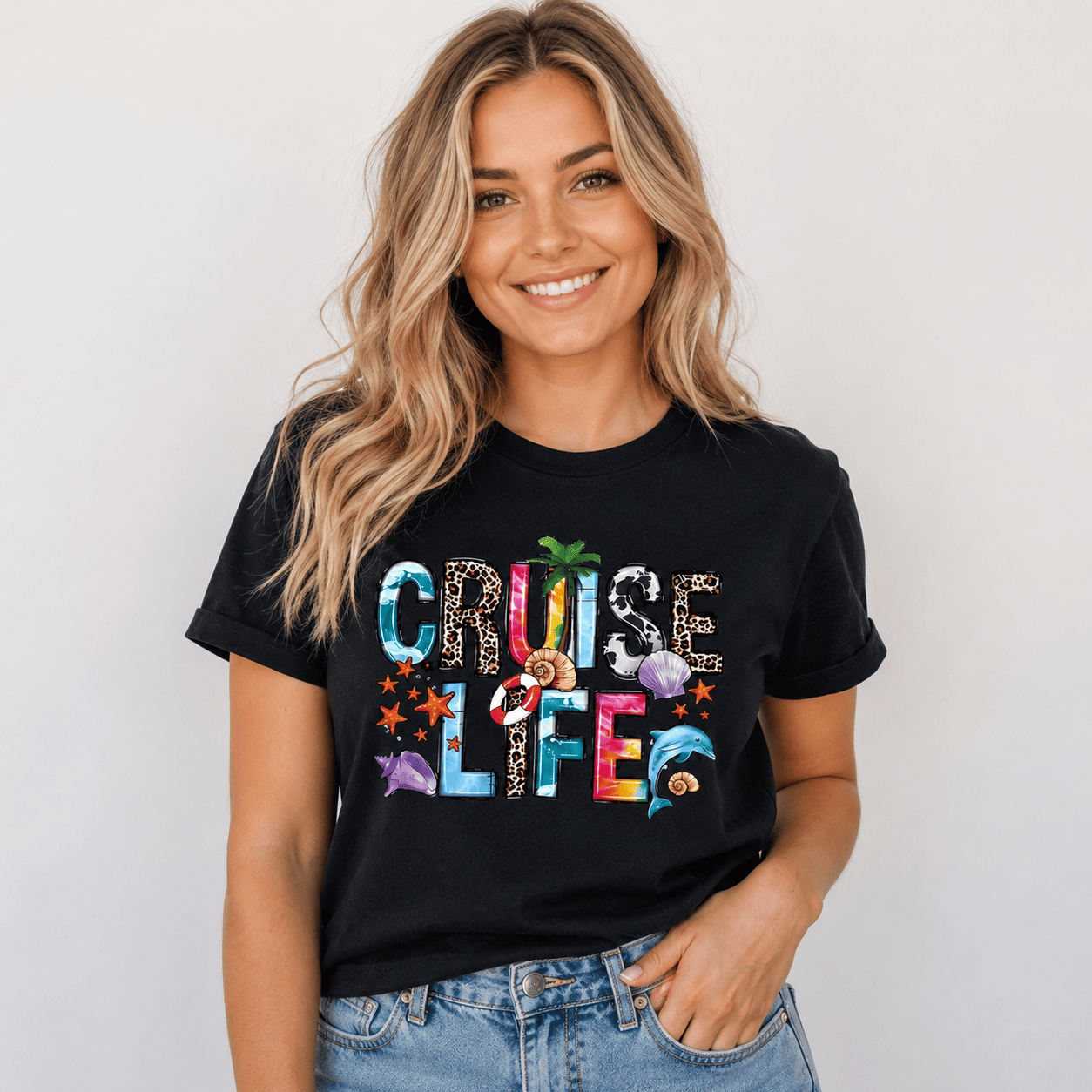 Women Hello Summer Cruise Life Graphic T-Shirt Nautical Beach Vacation Tee