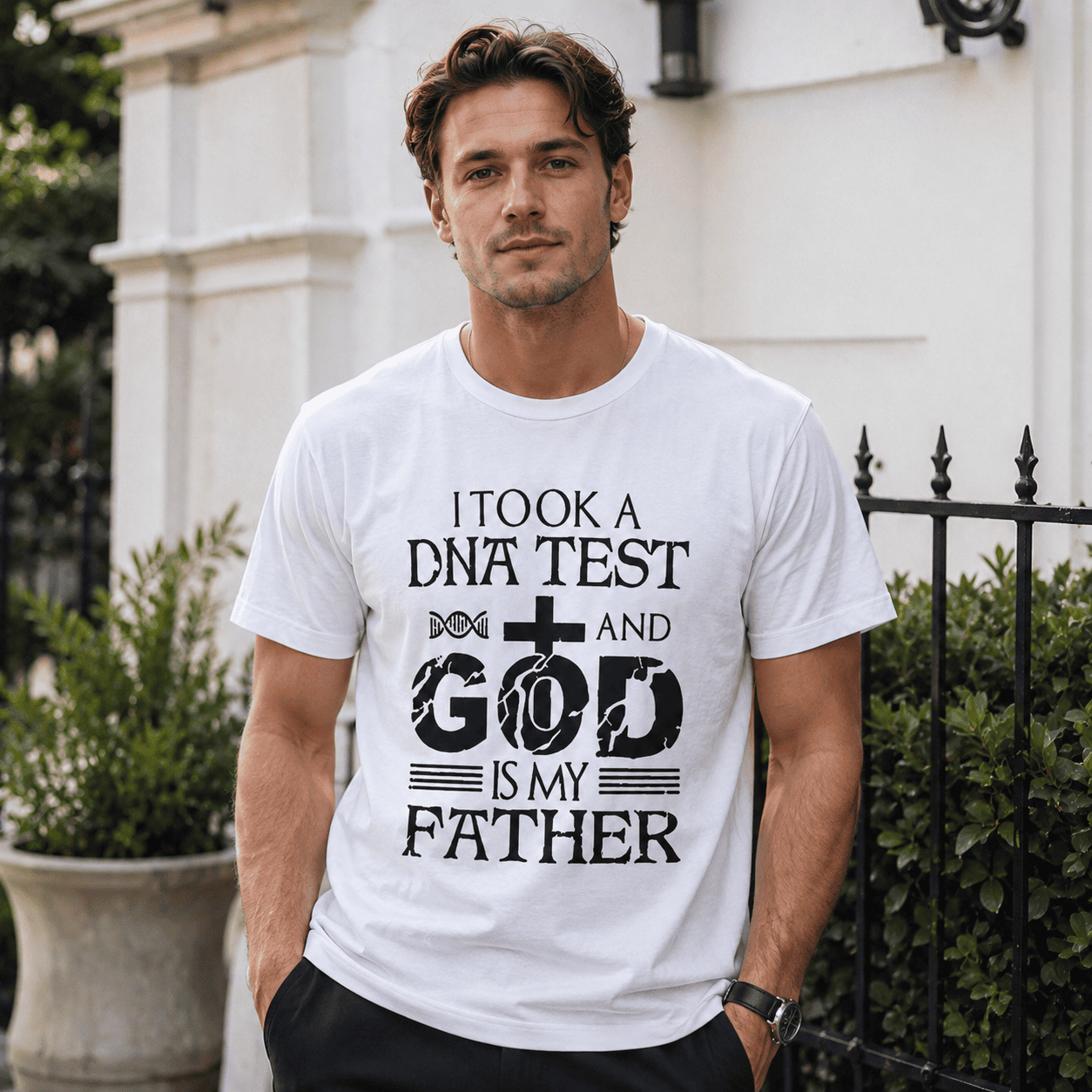 I Took A DNA Test God Is My Father T-Shirt Christian Faith Graphic Tee Men
