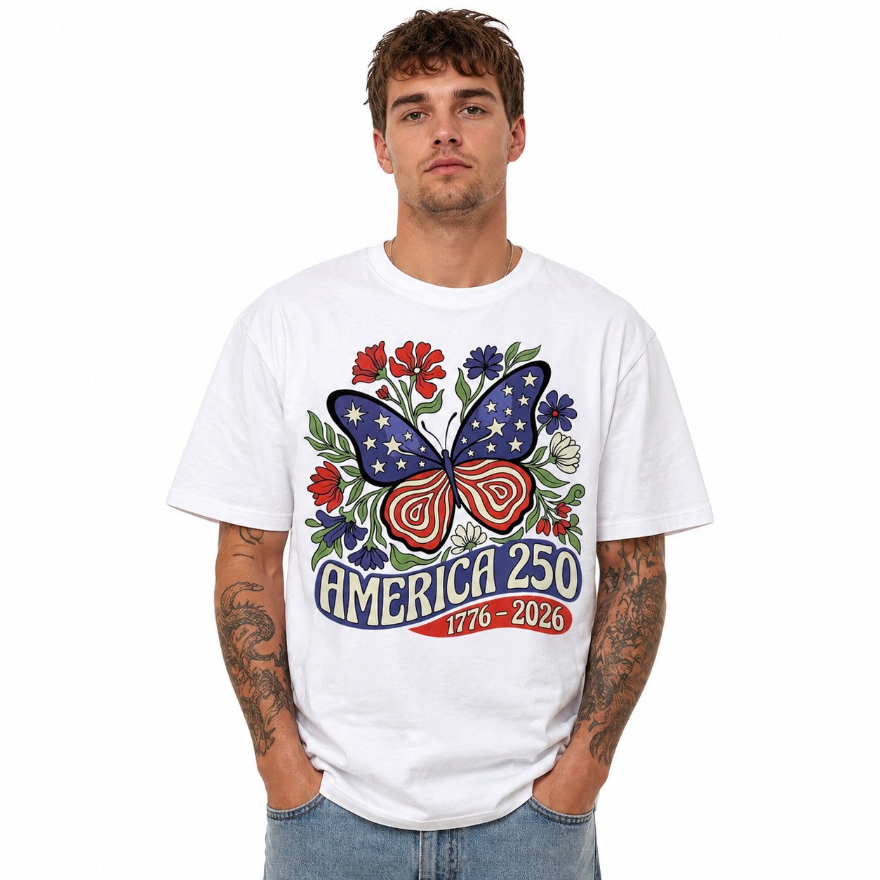 USA Patriotic Freedom 250th Anniversary 4th of July Men's T-Shirt