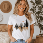 Mountain Lake Reflection T-Shirt | Artistic Nature Watercolor Graphic Tee
