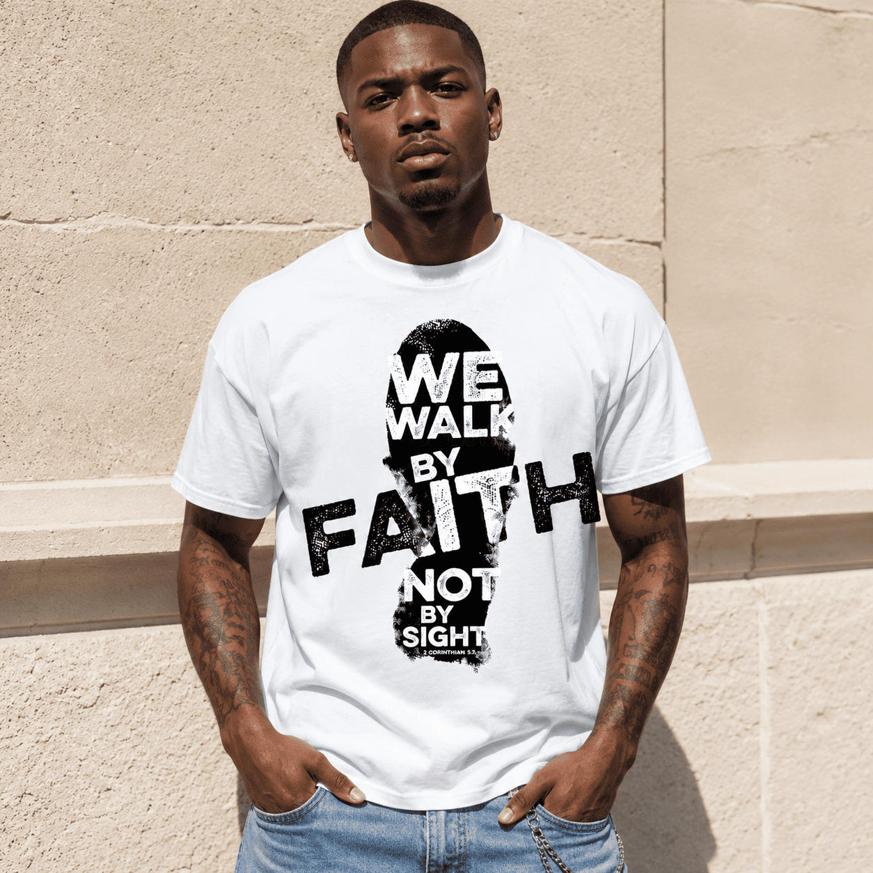 Men’s  Christian Graphic Print Casual Crew Neck T-Shirt Streetwear Fashion Tee