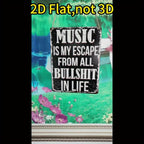 Music Is My Escape Metal Sign - Retro Rock And Roll Song Lover Tin Decor