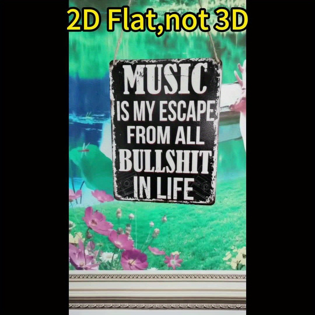 Music Is My Escape Metal Sign - Retro Rock And Roll Song Lover Tin Decor