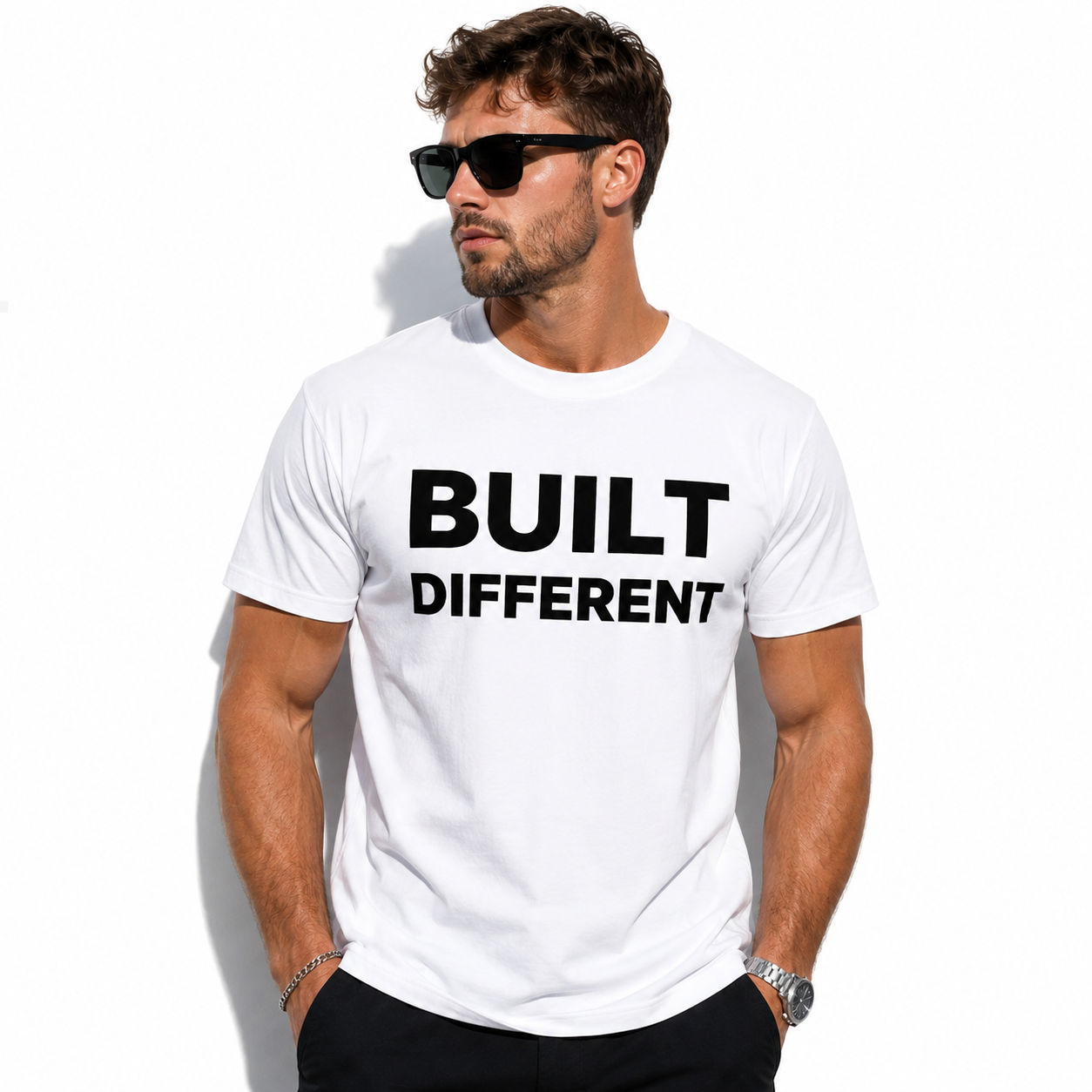 Built Different Graphic Tee - Bold Minimalist Urban Streetwear T-Shirt