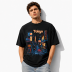 Tokyo Night Alleyway Graphic Tee - Retro Japanese Cityscape Streetwear Shirt