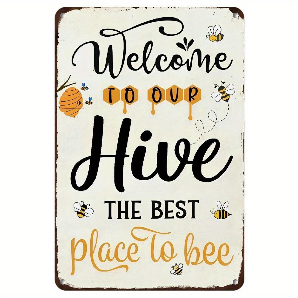 Vintage Beehive Metal Sign Retro Honey Bee Metal Tin Sign Wall Decor Garden Art