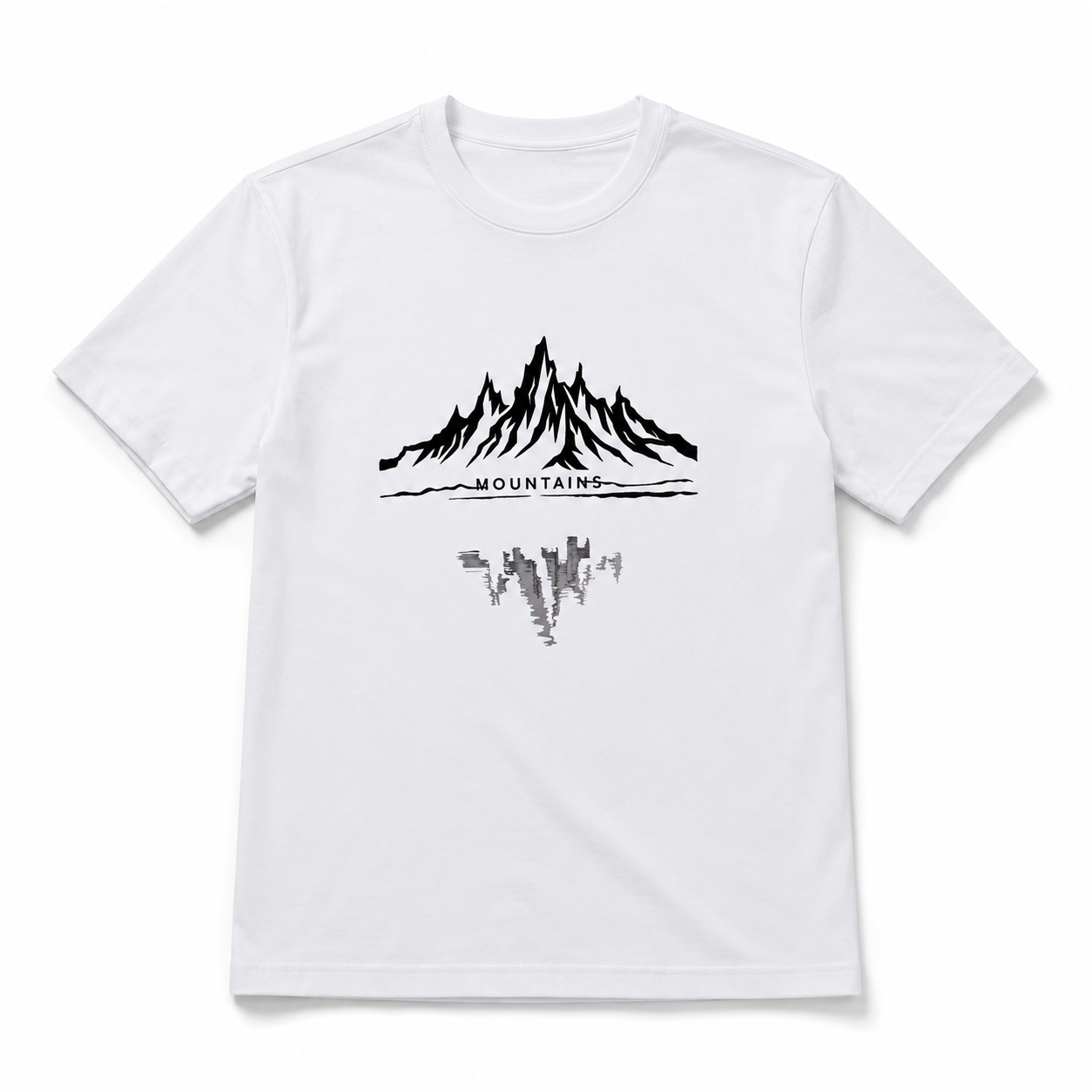 Minimalist Mountain Reflection Graphic T-Shirt Outdoor Nature Scenic Tee