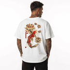 Men'S Casual Short-Sleeve T-Shirt Featuring a Koi Fish And Lotus Flower Print