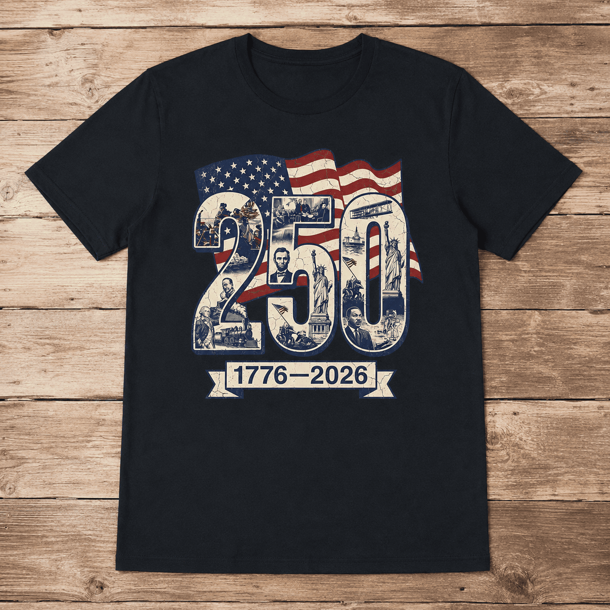 250 Years American Flag USA 250th Anniversary Patriotic 4th of July T-Shirt