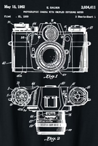 Vintage Camera Blueprint Graphic T-Shirt Photographer Retro Film Tee