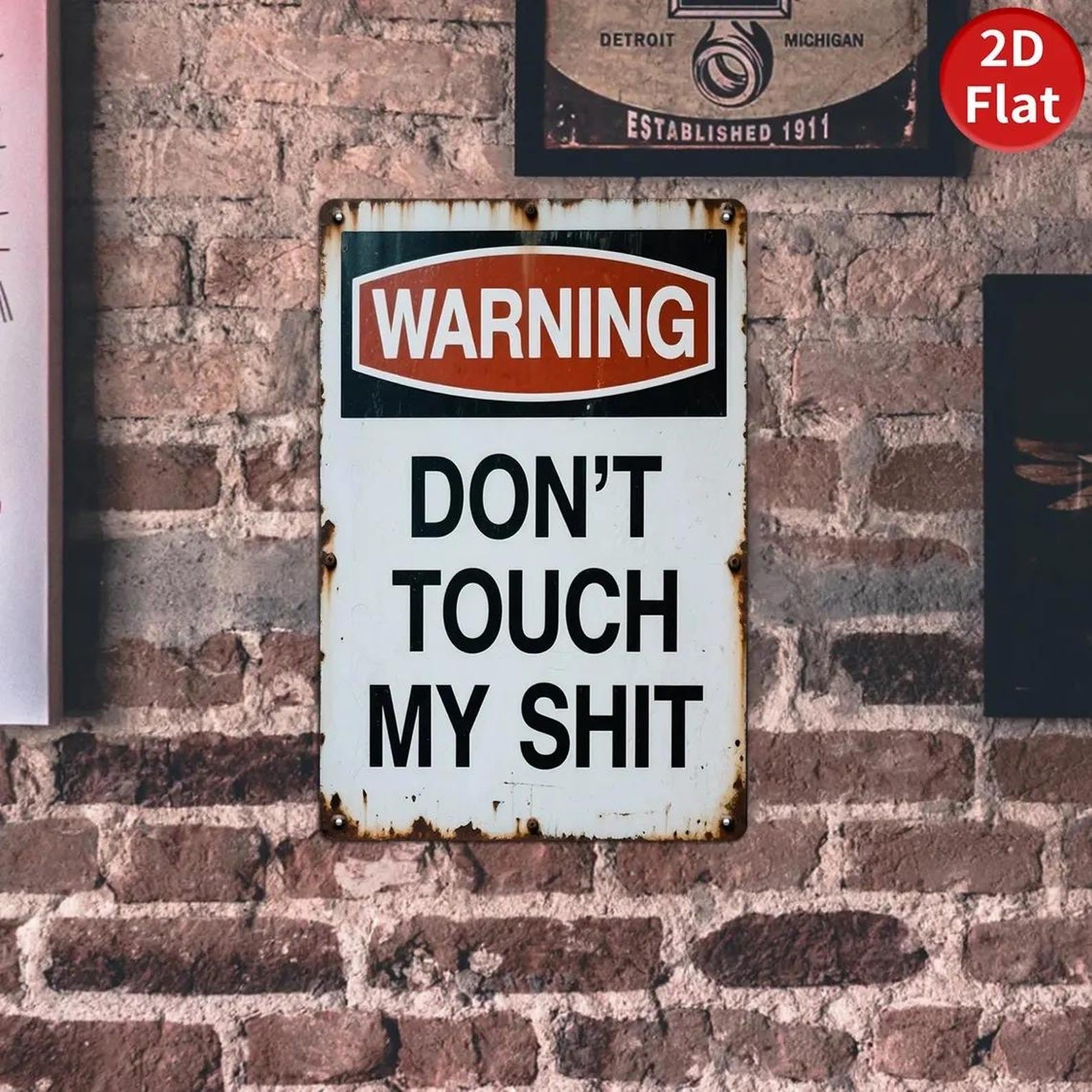 Funny Warning Metal Sign Don't Touch My Stuff 8x12 Aluminum Garage Decor Gift