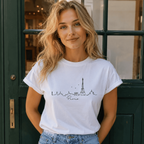 Paris Skyline T-Shirt | Minimalist Eiffel Tower Cityscape Graphic Tee