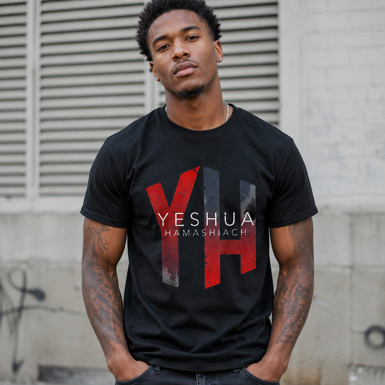 Yeshua Hamashiach Hebrew Christ Graphic T-Shirt Christian Faith Tee