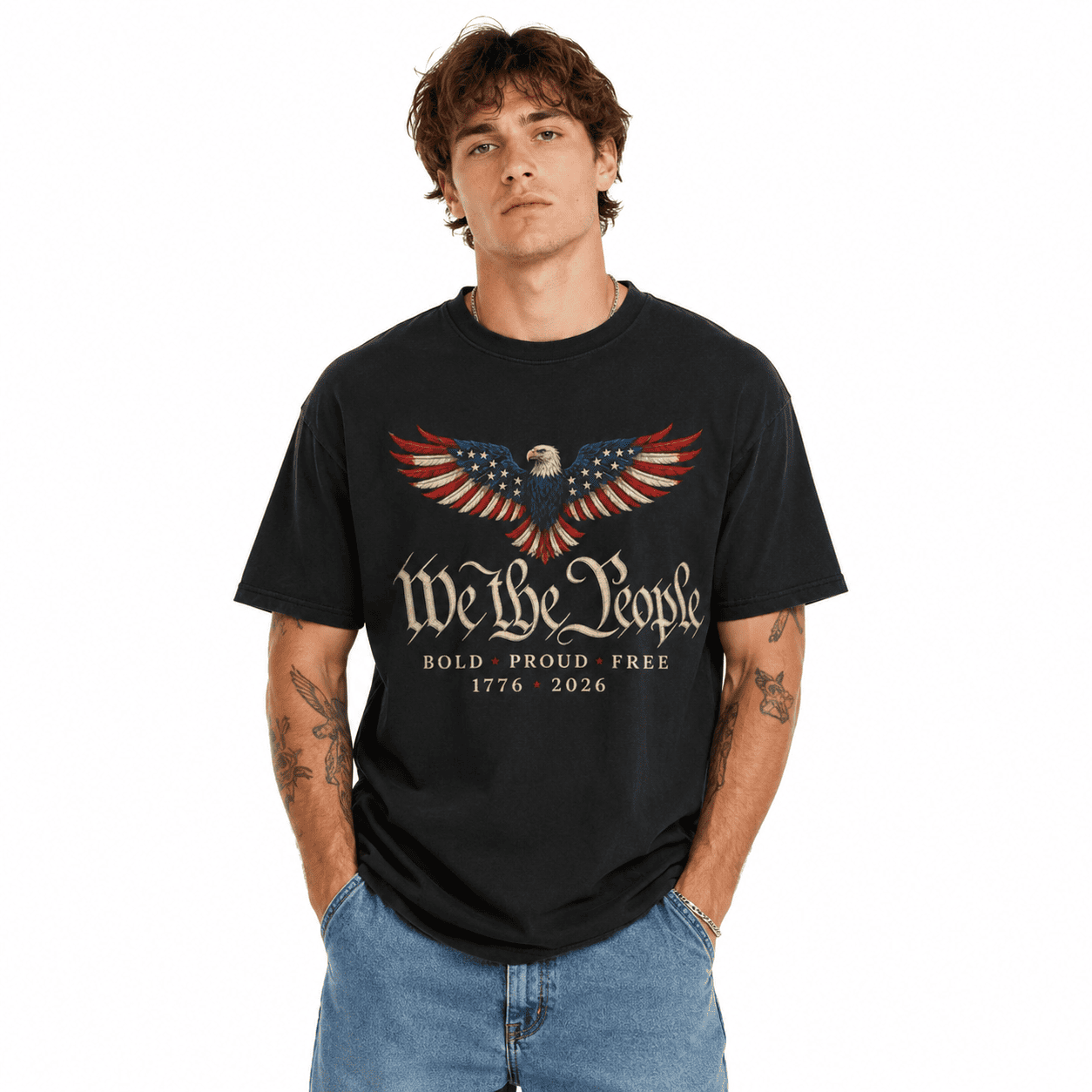Patriotic Eagle USA 250th Anniversary 1776-2026 Freedom Men's T-Shirt