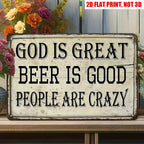 Rustic Country Metal Tin Sign Retro God Is Great Beer Is Good Bar Wall Decor