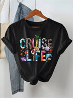 Women Hello Summer Cruise Life Graphic T-Shirt Nautical Beach Vacation Tee