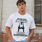 Grumpy Penguin Funny Spirit Animal Humor Graphic T-Shirt Sarcastic Tee