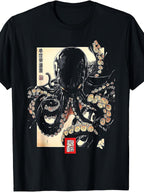 Japanese Octopus T Shirt Dark Art Print Graphic Streetwear Casual Tee Top