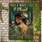 I Plant And I Know Things Tin Sign Funny Gardening Metal Sign Sunroom Wall Decor