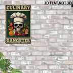 Rustic Culinary Gangster Metal Sign Retro Chef Skull Kitchen Wall Decor