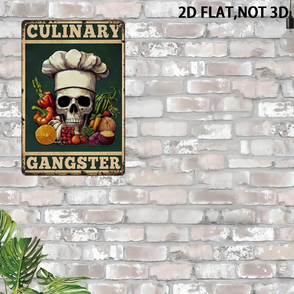 Rustic Culinary Gangster Metal Sign Retro Chef Skull Kitchen Wall Decor