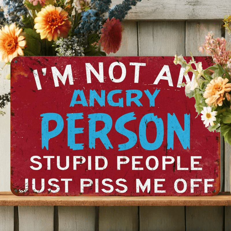 Retro Funny Saying Tin Sign Humorous Stupid People Piss Me Off Bar Art