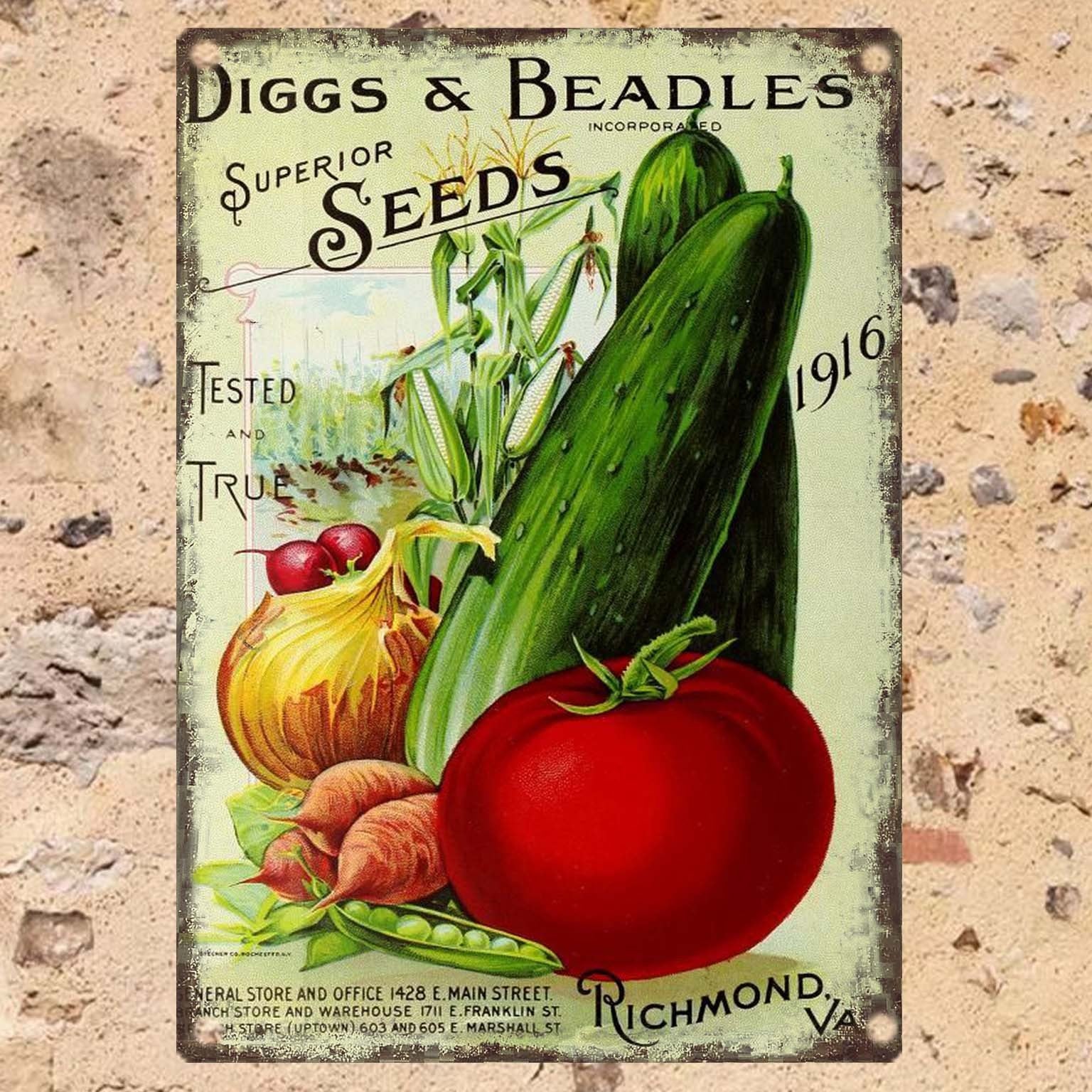 Diggs & Beadles Seed Co. Metal Sign - Vintage Vegetable Tin Wall Art Decor