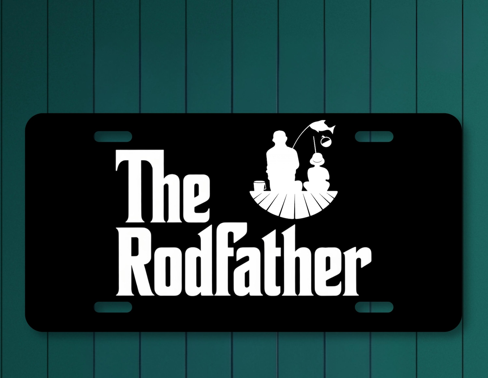 RodFather License Plate Funny Fishing Car Tag Father's Day Garage Decor